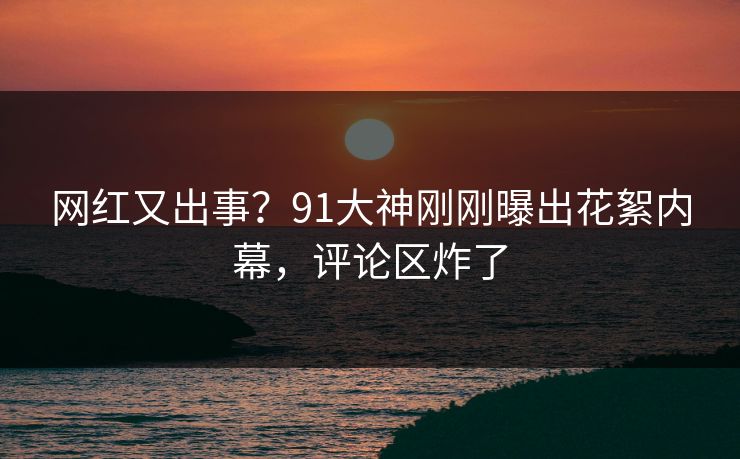网红又出事?91大神刚刚曝出花絮内幕,评论区炸了