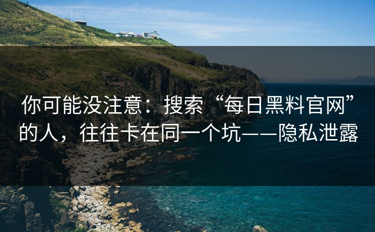 你可能没注意：搜索“每日黑料官网”的人，往往卡在同一个坑——隐私泄露